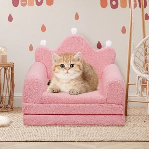 Tiara-Shaped Convertible Dog Bed And Sofa - 22.8"¡Á18.8"¡Á15.7" - 2-in-1 Luxurious Pet Bed With Plush Cushion And Machine-Washable Cover - 1 of 4