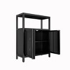 Syemin Decorative Storage Cabinets Large Capacity Bamboo Storage Cabinet, Accent Storage Cabinet With Shelves, Black, 24.57"*10.75"*32.09" - 2 of 4
