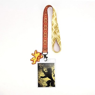 Crowded Coop, LLC Game of Thrones House Lannister Lanyard w/ PVC Charm