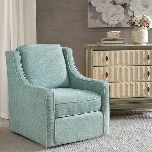 CAVINAS Polyester Swivel Accent Chair with High Backrest and Metal Base,Upholstered Swivel Living Room Chairs,Reading Chairs for Living Room - 1 of 4