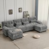 119'' Chenille U-Shaped Sectional Sofas with 2 Ottomans, 4-Position Adjustable Backrest and 4 Throw Pillows - 2 of 4