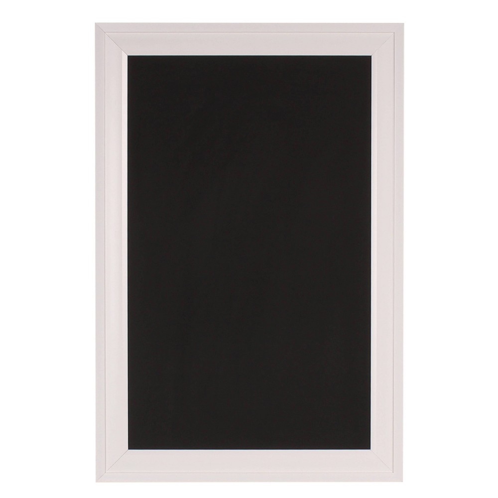 27.5" x 18.5" Bosc Framed Magnetic Chalkboard White - DesignOvation: Includes Magnets, Wall Mount, Home Office Organizer