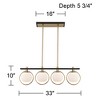 Possini Euro Design Carlyn Brass Black Linear Island Pendant Chandelier 33" Wide Modern White Glass Shade 4-Light LED Fixture for Dining Room Kitchen - 4 of 4