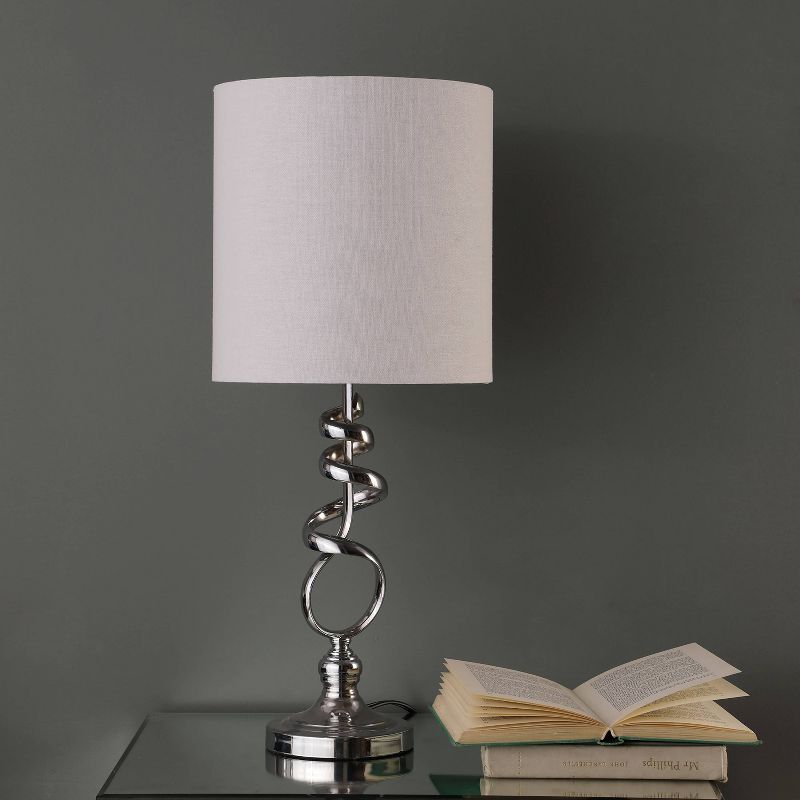 21.5&#34; Modern Metal Table Lamp with Twisted Base Silver - Ore International, 4 of 6