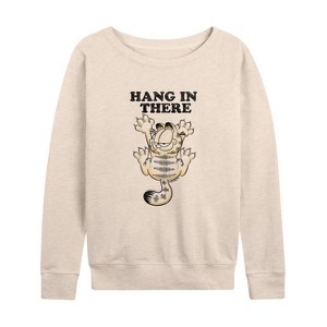 Women's - Garfield - Hang In There Lightweight French Terry Wide Neck Long Sleeve Shirt - 1 of 4