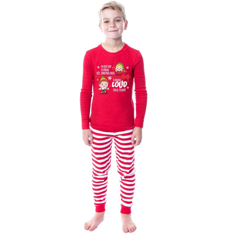Elf The Movie Film Christmas Singing Tight Fit Family Pajama Set, 3 of 5