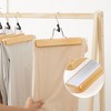 SONGMICS 12 Pack Wooden Pants Hangers Solid Wood with Non-Slip Felt Hold Pants Tightly Smooth Finish Wood Skirt Hangers Natural - 2 of 4