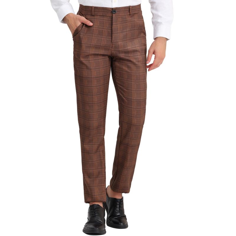 Lars Amadeus Men's Plaid Dress Classic Fit Formal Checked Trousers, 1 of 7