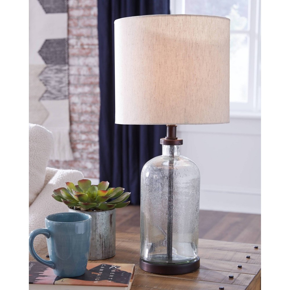 Photos - Floodlight / Street Light Signature Design by Ashley Bandile Table Lamp Clear/Bronze: Modern Accent, Polyester Shade, UL Listed