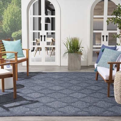 Navy Blue Trellis Synthetic Flat Woven 7' x 10' Area Rug