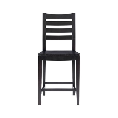 Flynn Black Solid Wood Ladder Back Counter Stools, Set of 2