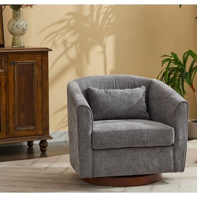 Whisen Swivel Accent Chair for Living Room, Sofa Chairs with Wood Base Side, Comfy Swivel Accent Chair with Wide Upholstered