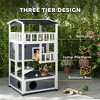 Wooden Outdoor Cat House, Feral Cat Shelter Kitten Condo with Asphalt Roof, Escape Doors, Condo, Jumping Platform - 4 of 4