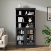62x31x16 Wood Accent Sideboard Cabinet in Black, Storage Organizer with Adjustable Shelves and Glass Doors for Kitchen Bedroom Living/Dinning Room - 2 of 4
