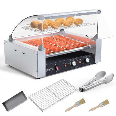 Commercial 24 Hot Dog 9 Roller Grill Cooker Machines 1350W With Cover & Shelf