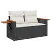 vidaXL Garden Sofa Black PE Rattan 2-Seater Adjustable Armrests - 2 of 4