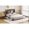 Okak Queen Platform Bed Frame with Upholstered & Trundle Storage Headboard Bed with 2 Drawers Sockets USB Ports Easy Assembly, Beige - 2 of 4