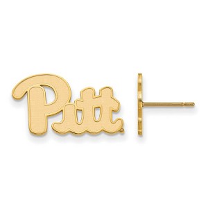 Black Bow Jewelry 10k Yellow Gold Pittsburgh Panthers NCAA Post Earrings - 1 of 3