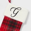 20" Plaid Monogram Christmas Holiday Stocking with Faux Fur Cuff Red/Green/White - Wondershop™ - 3 of 3