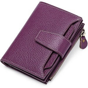 BEAFUP Women's Genuine Leather Wallet,Compact Size Wallet, RFID Blocking,with 14 Slots and 2 Zippered Pockets & Zipper Coin Pouch - 1 of 4