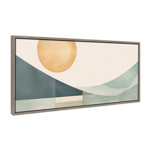 Kate & Laurel All Things Decor 18"x40" Sylvie Mid-Century Modern Abstract Geometric Coastal Framed Art by The Creative Bunch Studio Gray - 1 of 4