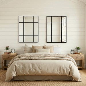 Spassway Rectangle Window Pane Decorative Mirrors Metal Frame Wall Mounted Vanity Mirror for Living Room Bedroom Entryway Black/Gold - 1 of 4