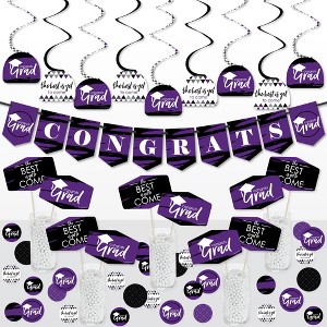 Big Dot of Happiness Purple Grad - Best is Yet to Come - Purple Graduation Party Supplies Decoration Kit - Decor Galore Party Pack - 51 Pieces - 1 of 4