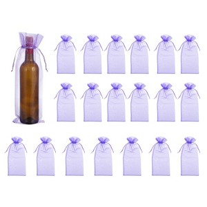 Unique Bargains Organza Drawstring Wine Bottle Wrapping Gift Bags 14.5" x 5.5" 20 Pcs - 1 of 4