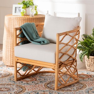 bali & pari Acelynn Bohemian Light Honey Rattan Arm Chair - 1 of 4