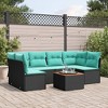 vidaXL 7 Piece Patio Sofa Set with Cushions Black Poly Rattan - Table + 2x Corner + 4x Middle - 2 of 4