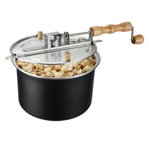 Cook N Home 02700 6-Quart Aluminum Stovetop Popcorn Popper, Black