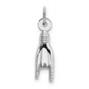 Black Bow Jewelry 14k White  Gold Hollow 3D Rock On Hand Sign Charm or Pendant, 5 x 22mm - 3 of 4