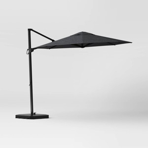 10' Round Solid Offset Outdoor Patio Cantilever Umbrella with Black Pole - Threshold™ - 1 of 4