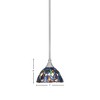 Toltec Lighting Any 1 - Light Pendant in  Brushed Nickel with 7" Blue Mosaic Art Glass Shade - 2 of 2