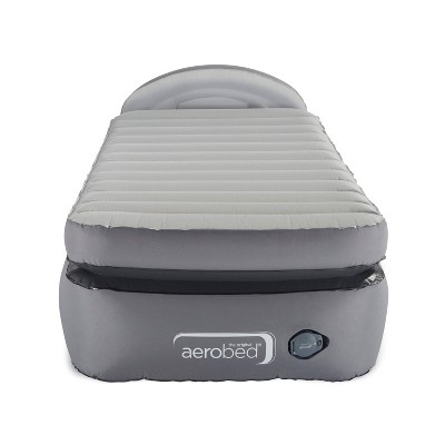 Aerobed Comfort Lock Laminated Inflatable Twin Air Mattress with Headboard and Electric Pump - Gray