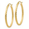 Black Bow Jewelry 2.5mm x 35mm 14k Yellow Gold Diamond-Cut Oval Hoop Earrings - 2 of 4