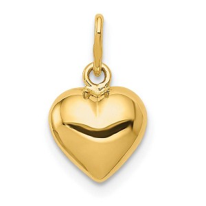 Black Bow Jewelry 14k Yellow Gold Hollow Puffed Heart Charm or Pendant, 10mm - 1 of 4