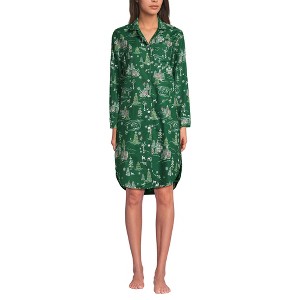 Lands' End Women's Cotton Poplin Long Sleeve Sleepshirt Nightgown - 1 of 3