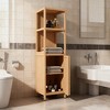 KWPZQEB 52" H Tall Bathroom Storage Cabinet with Doors and Shelves, Bamboo Cabinet, Freestanding Floor Bathroom Cabinet for Living Room - 2 of 4