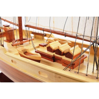 HomeRoots 33" Wood Brown Solid Wood Hand Painted Bluenose II Model Boat
