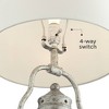 Franklin Iron Works Rustic Farmhouse USB Lamp with Table Top Dimmer and Nightlight LED 26" High Silver Off White Linen Glass Living Room - 3 of 4