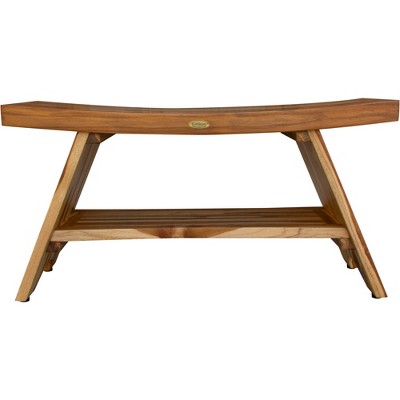 Serenity 37" Teak Spa Shower Bench with Storage Shelf
