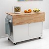 Kitchen Cart with Drop Leaf, Hidden Sliding Barn Door, Adjustable Shelves, Drawers, Lockable Wheels, Rolling Kitchen Island, Kitchen Cabinets - 3 of 4