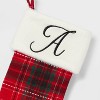 20" Plaid Monogram Christmas Holiday Stocking with Faux Fur Cuff Red/Green/White - Wondershop™ - 3 of 3