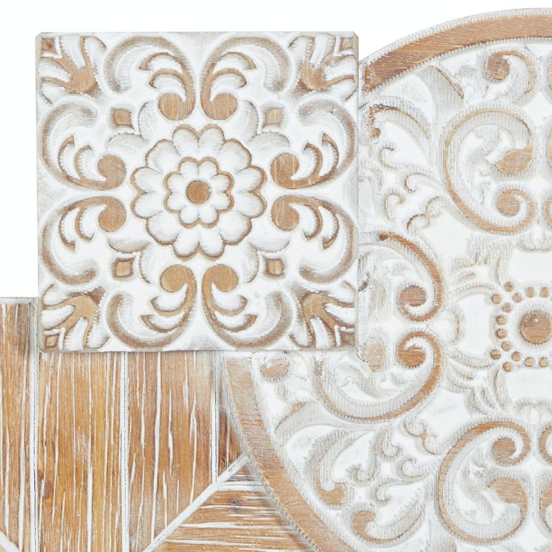 Farmhouse Wood Floral Intricately Carved Wall Decor White - Olivia &#38; May, 4 of 6