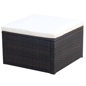vidaXL Footstool Ottoman Poly Rattan 20.9"x20.9"x11.8" Brown - 1 of 4