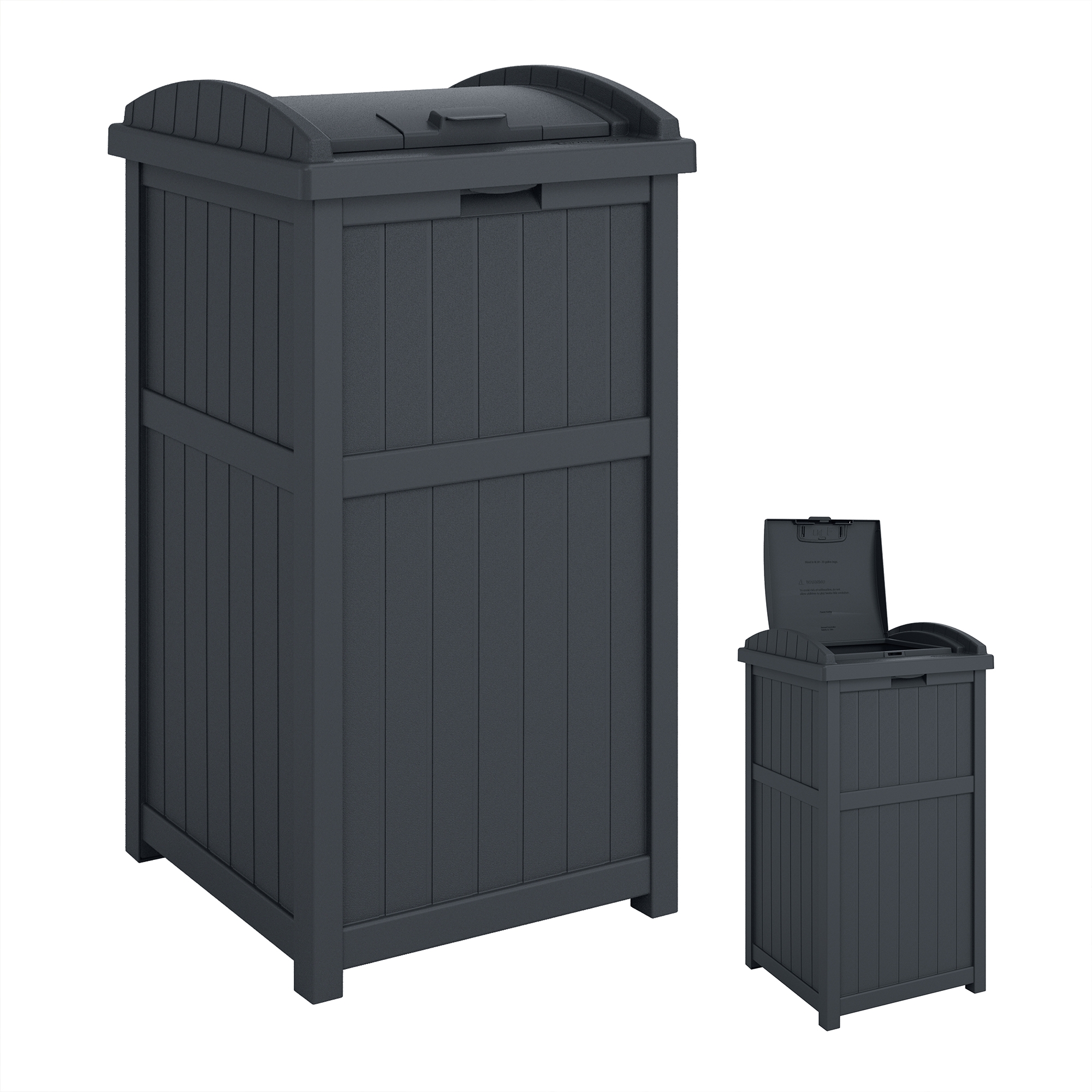 Suncast Trashcan Hideaway Outdoor 33 Gallon Garbage Trash Waste Bin, Cyberspace