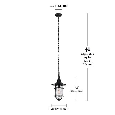 Turner Matte Black Globe Pendant Light with Seeded Glass Shade