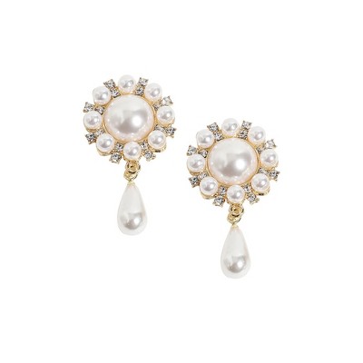 SOHI Women's Pearl White Party Drop Earrings