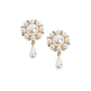 SOHI Women's Pearl White Party Drop Earrings - 1 of 4